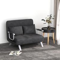 Sofá Cama Plegable Tapizado de Ante Sintético Respaldar Ajustable 5 Niveles 2 Almohadas Acolchadas - details 1