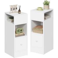 Mesa de Noche Estrecha Moderna Estilo de Madera Alta con Cajón 25x30x66cm Blanco 0179ZZ-2 - details 0