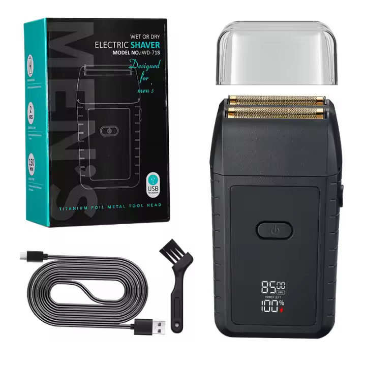 Afeitadora de lámina para hombres, maquinilla de afeitar eléctrica inalámbrica, afeitadora recargable para Barba y patillas, afeitadora multifunción de doble hoja - 1