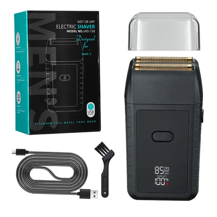 Afeitadora de lámina para hombres, maquinilla de afeitar eléctrica inalámbrica, afeitadora recargable para Barba y patillas, afeitadora multifunción de doble hoja - 1