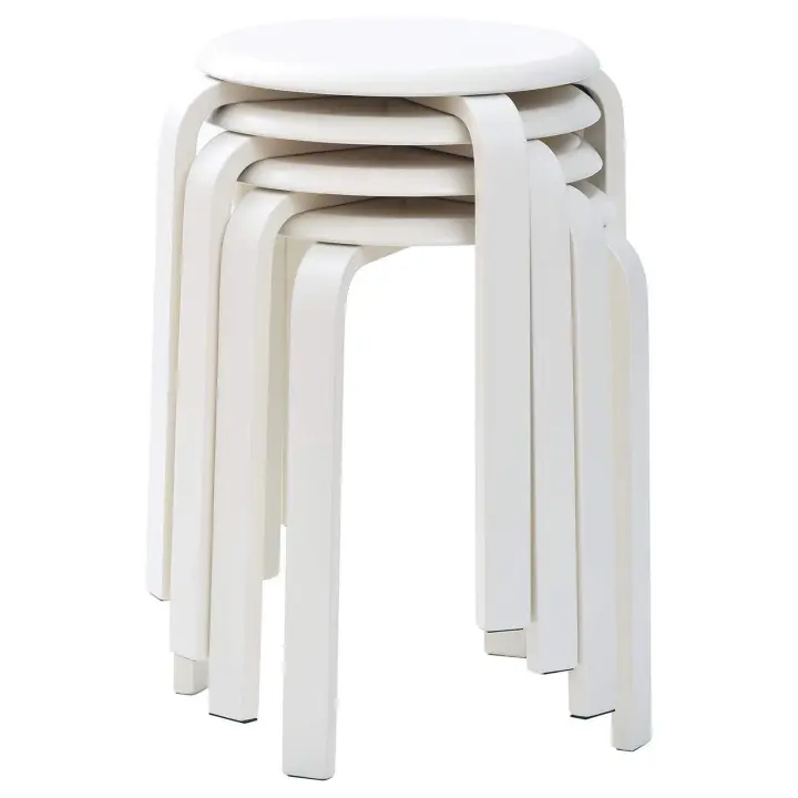 Taburete redondo de madera maciza de 4 piezas, taburete apilable antideslizante para sala de estar, comedor, cocina - 1