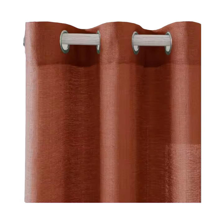 Cortinas de Salón Translucentes de Poliéster y Lino Anaranjado 140 x 280 cm - 1