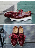 Zapatos informales de cuero genuino para mujer, zapatillas con cierre de cordones, zapatos planos Derby, Retro Brock, Oxfords - details 21