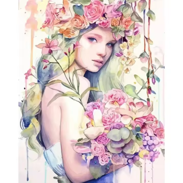 Pintura Ruopoty por números kit para adultos y niños figura de mujer de flor pintura al óleo 40x50cm marco para el hogar arte artesanal material de lona combinación única estilo moderno - 1