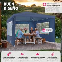 Carpa de Fiesta Robusta Paneles Laterales de 3m Pabiloncito de Jardín Impermeable con Ventanas - details 5