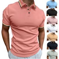Nueva camisa POLO ajustada para hombre, top de color sólido con botones y solapa informal de negocios - details 1