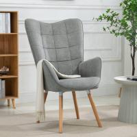 Reposabrazos y Patas de Madera, Tela, para Dormitorio Comedor, Gris - details 2
