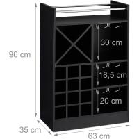 Botellero Grande para 22 Botellas de Vino Mueble de Bar Sosténido Estilo Agarre 96x63x35 cm Negro - details 3