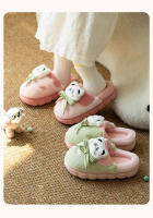 Panda de dibujos animados de felpa, pantuflas térmicas de algodón, zapatos de algodón de felpa para niños - details 11