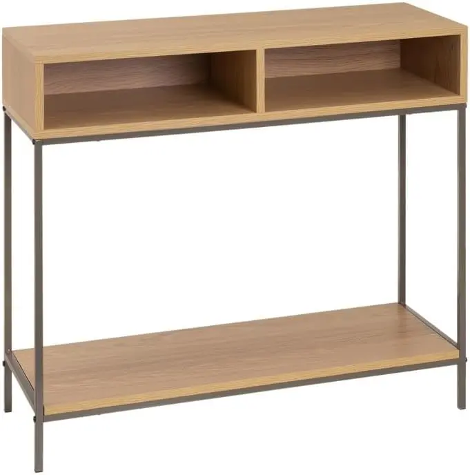 Consola de Metal Blanco y MDF de 80x30x75 cm 2 Cajones Muebles de Organización - 1