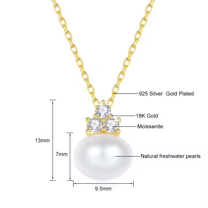 Colgante de Perla Natural de Oro 18K Diseño de Nicho de Joyería Fina para Mujeres - 1