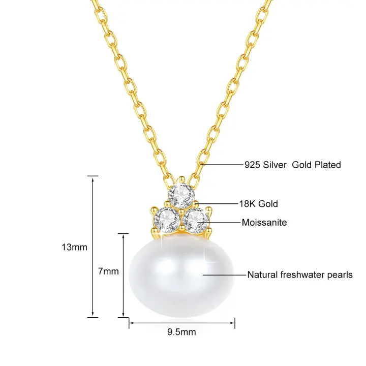 Colgante de Perla Natural de Oro 18K Diseño de Nicho de Joyería Fina para Mujeres - 1
