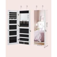 Armario de Joyería de Pared con Luces LED Organizador de Almacenamiento con Espejo sin Marco y Integrado 2 Cajones, Bloqueable, Blanco JJC013W01 - details 5