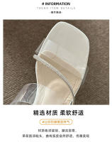 Alpargatas, cuña, tira transparente, tacones altos, desgaste de las mujeres, nueva moda, cabeza redonda, tacón grueso, Internet, celebridad, zapatillas de cristal, sandalias de las mujeres - details 3