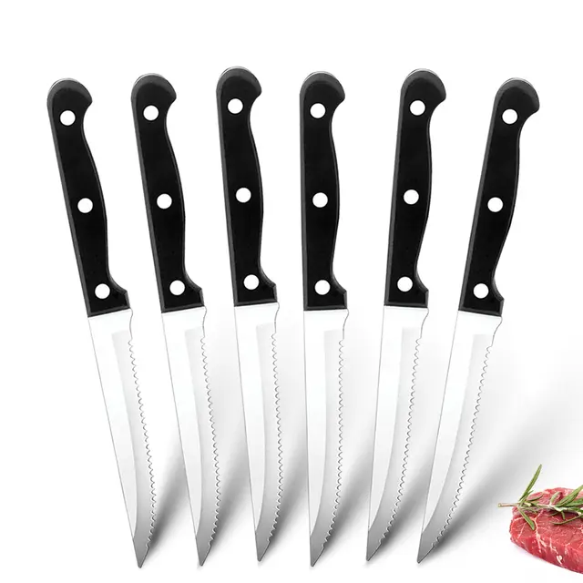 Steak Knives Set Cutlery Set 6/8 Pcs Full Tang Stainless Steel Sharp Serrated Dinner Knives Set Dishwasher Safe for Meat Bread - 1