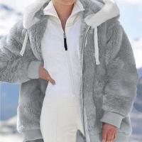 Chaqueta de lana cálida y holgada para mujer, talla grande, nueva, con capucha - details 7