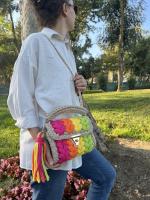 Bolsos de mano tejidos a mano para mujer, bolsos coloridos, bolsos cruzados con cadena, a la moda - details 2