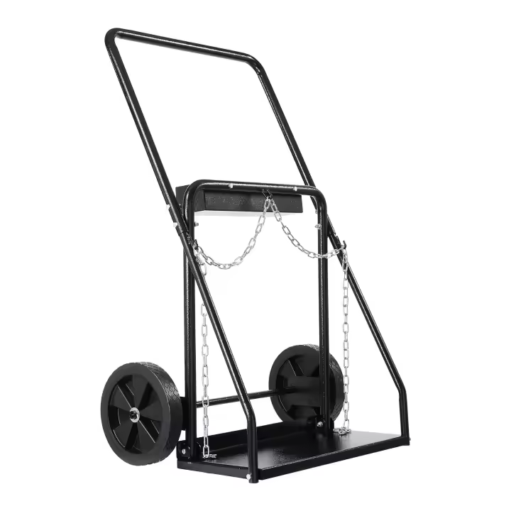 SucceBuy Carro de cilindro de soldadura doble, capacidad de 440 libras, ruedas de 10 pulgadas, para tanques de oxígeno y acetileno, con cadenas de seguridad, se adapta a 12,5 pulgadas de diámetro. Cilindros - 1