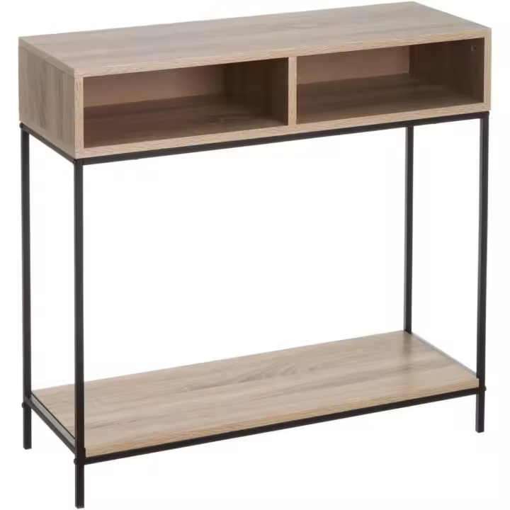 Consola 2 cajones Metal Blanco y MDF 80x30x75 cm - 1