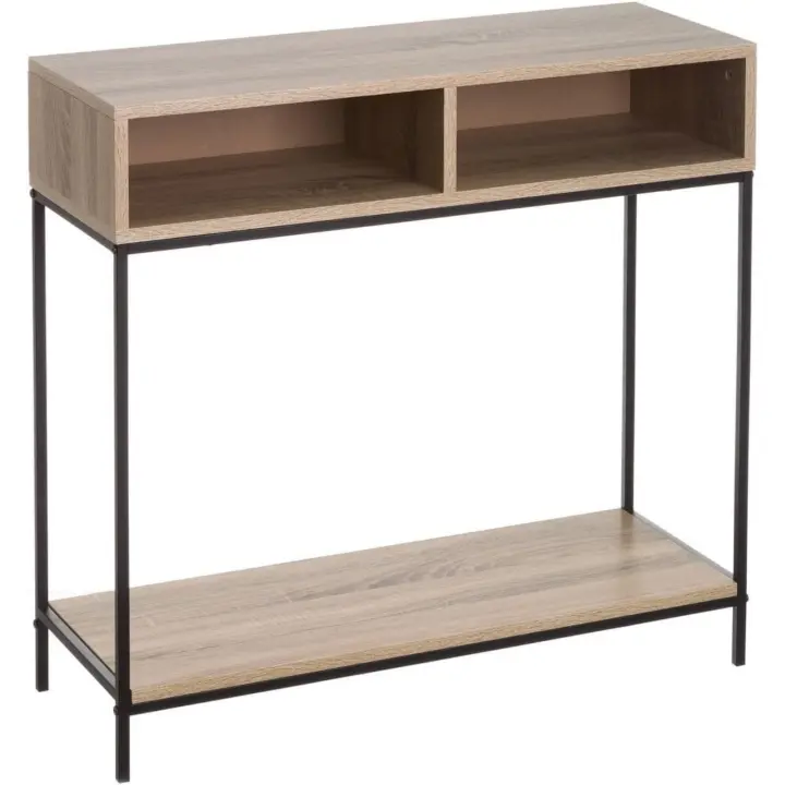 Consola 2 cajones Metal Blanco y MDF 80x30x75 cm - 1