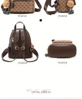Mochila con estampado de letras para mujer, morral informal de cuero PU para viaje al aire libre - details 6