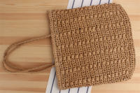 Bolso de mano de ocio étnico francés, hombro tejido Vertical, Cuadrado de hierba de verano - details 4