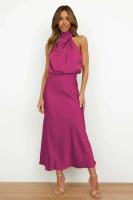 Elegante Vestido de Satén de Seda de Verano de Alta Gama Vestido Largo Sin Mangas para Mujeres - details 13