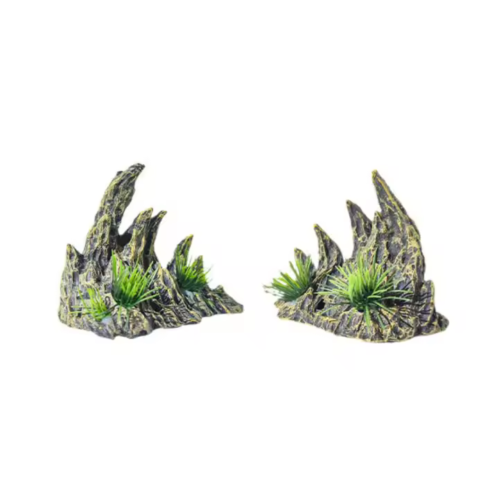 2 unids/set decorativo simulado Ravine ornamento resina rocalla pez ocultar cueva refugio realista dragón hueso paisajismo piedras - 1