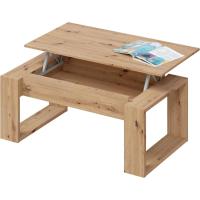 Mesa de Centro elevable Nova Color Roble Nodi y Blanco Artik salón Comedor Estilo nórdico 45-54x105x55 cm - details 0