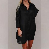 Para Praia blanco nuevo verano camisa de murciélago largo de algodón traje de baño cubierta Ups 2024 Sexy playa Polka Maxi vestido mujeres Bikini ropa de playa - details 6