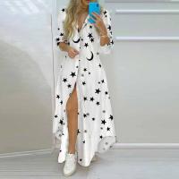 Ropa de mujer europea y americana temperamento impresión de un solo pecho dividido camisa vestido 661 - details 7