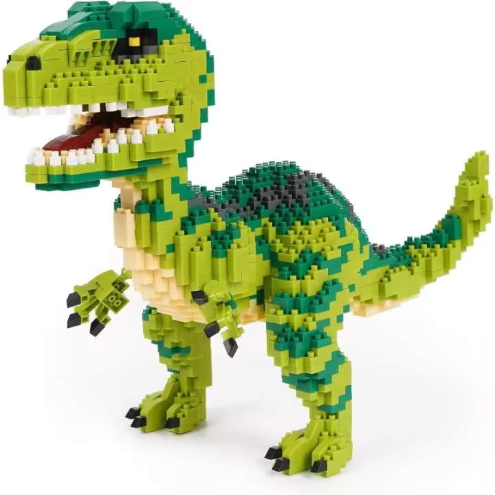 Bloques de construcción para niños y adultos, modelo de dinosaurio, Micro Mini bloques, Kit de construcción, regalos para niños y adultos (Velociraptor) - 1