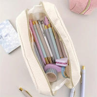 Bolso De Maquillaje Para Viaje Organizador De Cosméticos De Corduroy Para Mujeres Estuche De Belleza Portátil De Cierre De Cremallera - details 9