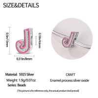 Dijes de letras de Plata de Ley 925 que se adaptan a pulseras Pandora, abalorio de cuentas del alfabeto AZ para pulseras, collar con circonita cúbica 5A para mujer, ceremonia de cumpleaños, regalo de joyería DIY - details 3