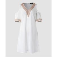 Vestido de verano con cuello en v para mujer, moda femenina, vestidos blancos - details 3