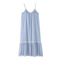 PB & ZA 2025, vestido holgado informal de encaje de color contrastante con tirantes, falda larga, novedad de verano, ropa de mujer - details 2