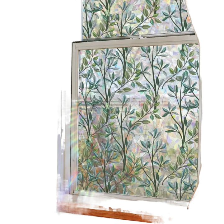 Película de privacidad para ventana de vid de bastón estilo INS, pegatina de ventana translúcida de hoja verde, pegatina de vidrio colorida de 100CM para decoración del hogar - 1