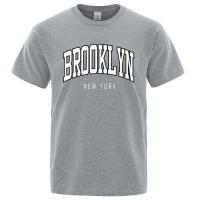 Camiseta informal holgada con letras de Brooklyn de Nueva York para hombre, 100% algodón, camiseta de Hip Hop de moda transpirable - details 11