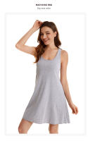 Nuevo estilo de camisón europeo y americano para comercio exterior transfronterizo, camisón de algodón con tirantes elásticos de talla grande, vestido sin mangas para mujer, se puede usar como ropa de casa - details 24
