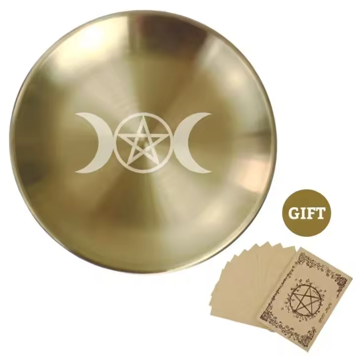 Bandeja Ritual pagana, plato de pentagrama de Altar, portavelas de piedra de cristal, quemador de incienso, accesorios de decoración del hogar, regalo de bruja - 1