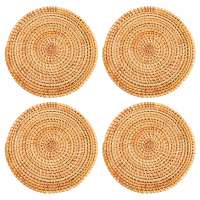 Salvamanteles de ratán para platos calientes, almohadillas calientes aisladas, soporte duradero para mesa, esteras resistentes al calor para cocina, 4 Uds. - details 0