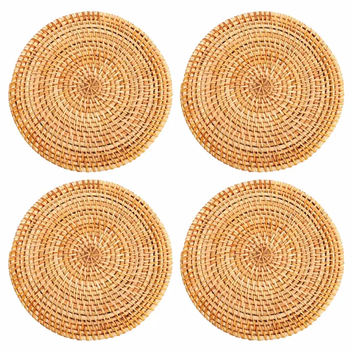 Salvamanteles de ratán para platos calientes, almohadillas calientes aisladas, soporte duradero para mesa, esteras resistentes al calor para cocina, 4 Uds. - 1