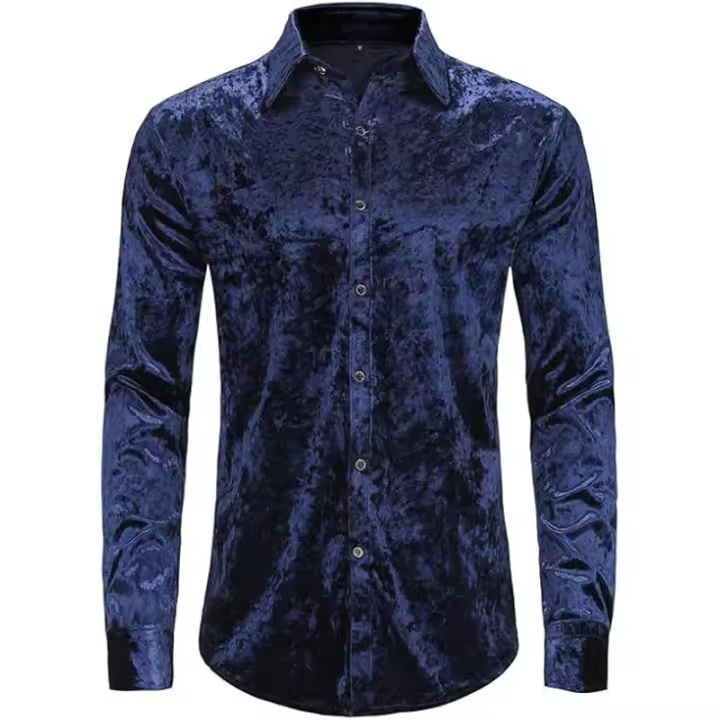 Camisa de terciopelo para hombre, manga larga. - 1