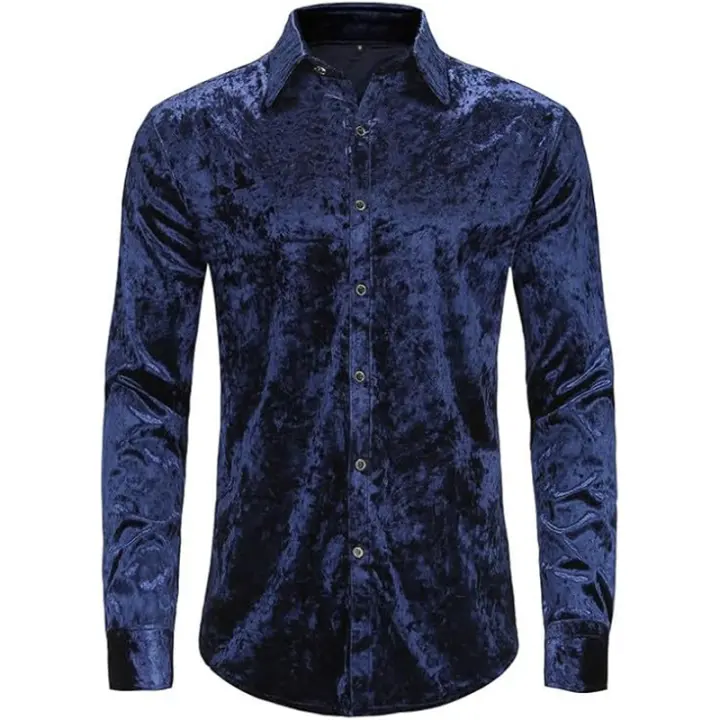 Camisa de terciopelo para hombre, manga larga. - 1