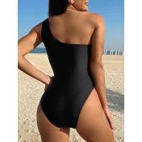 bañador de una pieza con un hombro para mujer, traje de baño Sexy de malla, traje de baño negro coreano, ropa de playa transparente para mujer, verano 2024 - details 4
