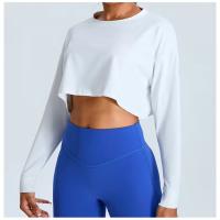 Top deportivo de manga larga corta para mujer, ropa deportiva holgada informal con cuello redondo y cintura alta para Yoga - details 10