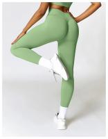 Mallas de Yoga para mujer, pantalones deportivos sin costuras de cintura alta, con realce de caderas, para entrenamiento y correr - details 17