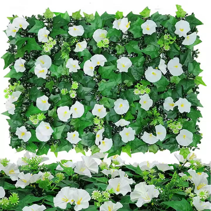 Panel de pared de plantas artificiales Morning Glory, 60x40cm, paneles de pared de plástico resistentes a los rayos UV, fondo realista DIY - 1