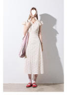 Vestido floral del sur de Francia, estilo de vacaciones de verano en el campo para mujer, mono de manga corta, falda larga con tirantes - details 29