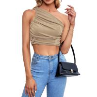 BUNO-2025 Primavera/Verano nueva moda superventas personalidad chica picante Slim Fit cuello asimétrico fuera del hombro camiseta para mujer - details 23